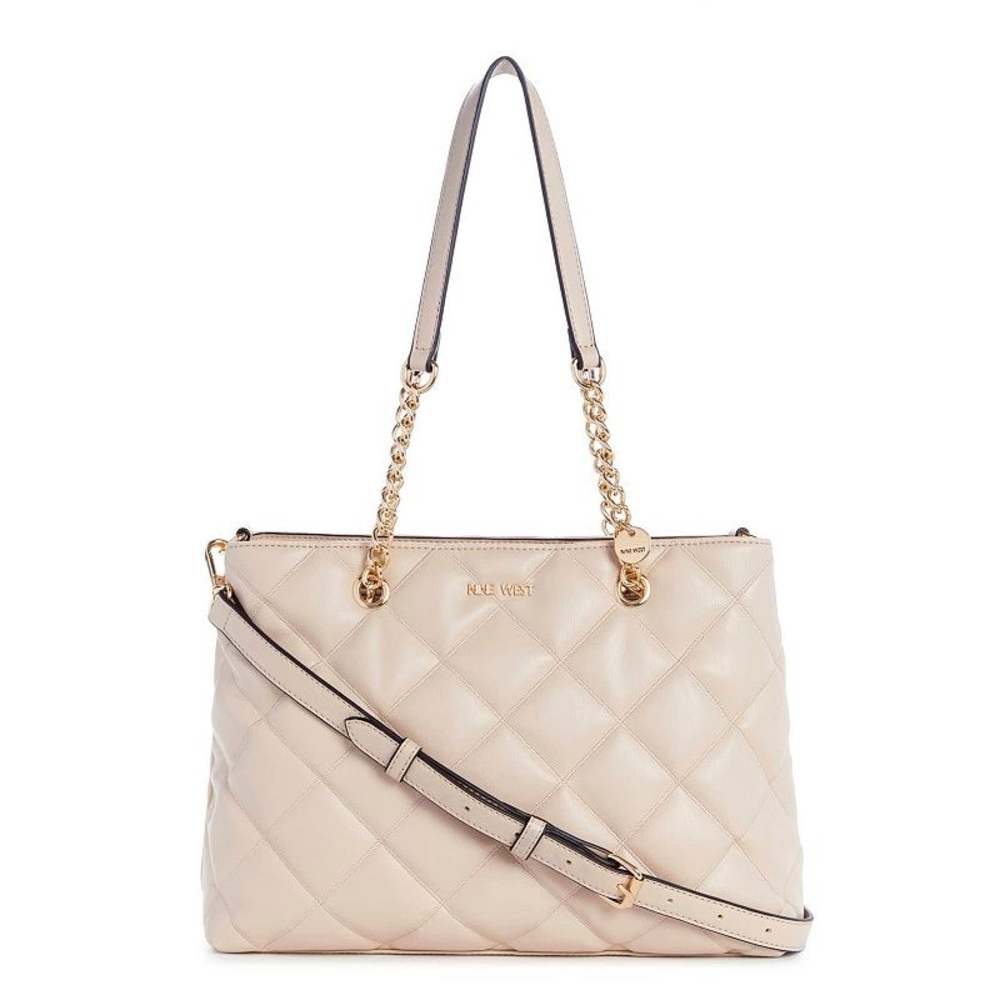 Brand New Nine West Quilted Carryall Tote Bag Purse in Cream
